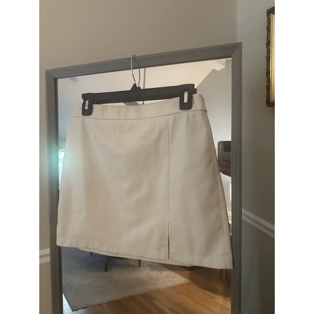 Shinestar Beige Faux Leather Mini Skirt Medium
